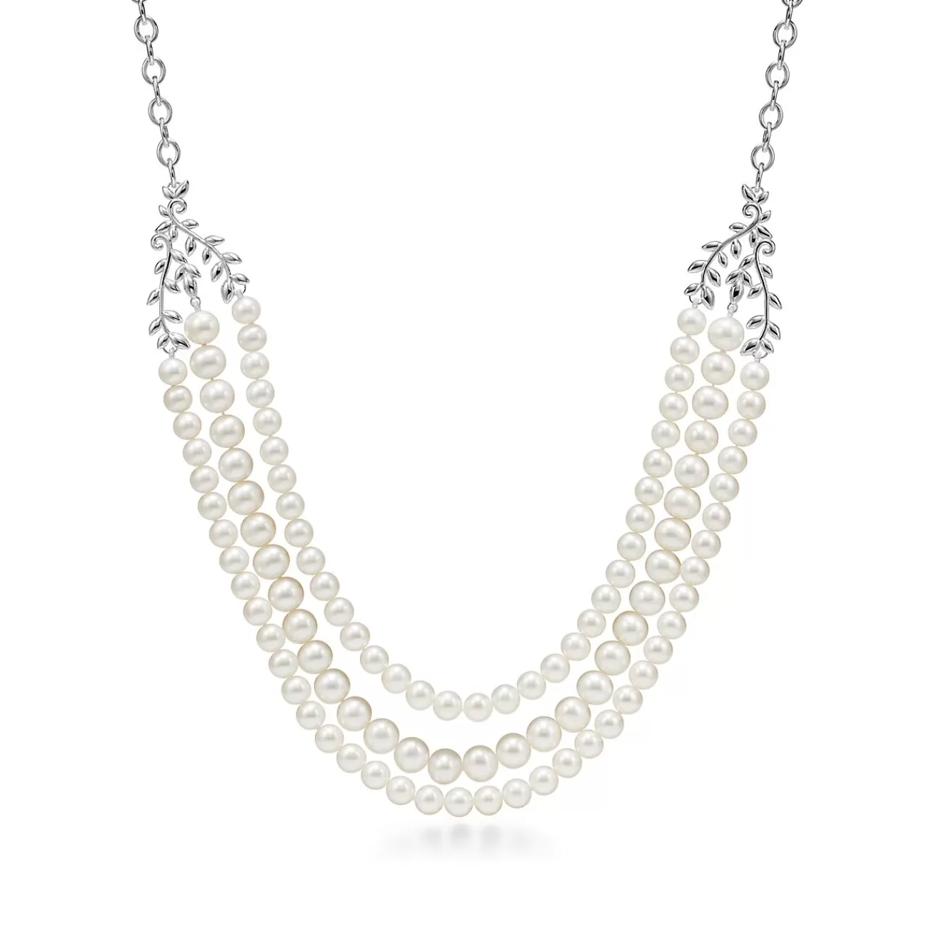 Tiffany & Co. Paloma Picasso® Olive Leaf three-row pearl necklace in sterling silver. | ^ Necklaces & Pendants | Sterling Silver Jewelry