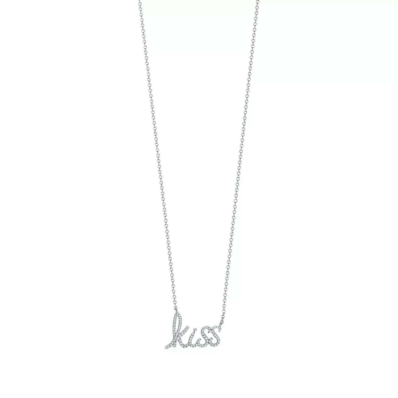 Tiffany & Co. Paloma's Graffiti kiss pendant in 18k white gold with diamonds, mini. | ^ Necklaces & Pendants | Diamond Jewelry