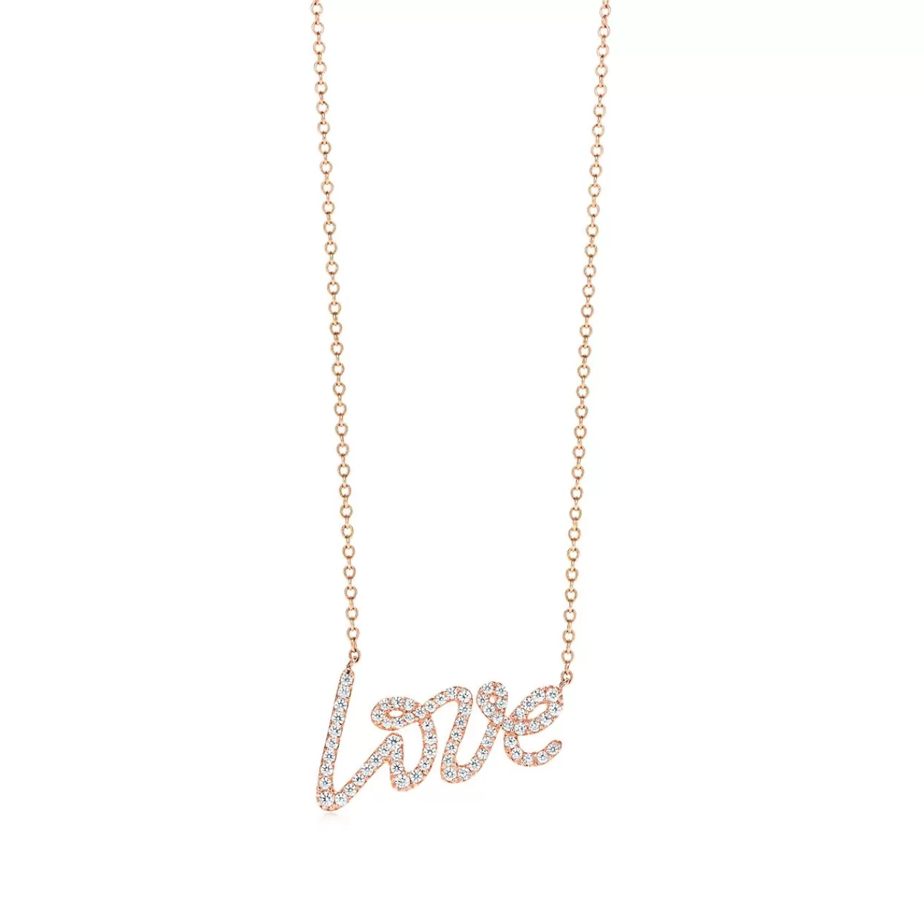 Tiffany & Co. Paloma's Graffiti love pendant in 18k rose gold with diamonds, small. | ^ Necklaces & Pendants | Rose Gold Jewelry