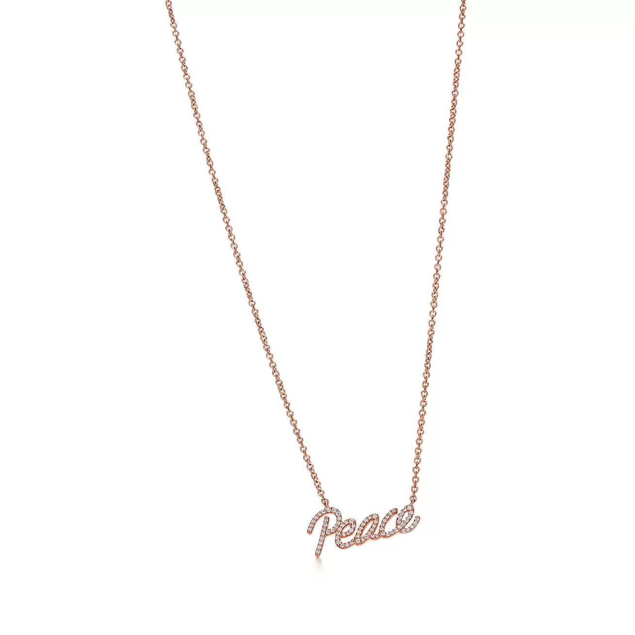 Tiffany & Co. Paloma's Graffiti peace pendant in 18k rose gold with diamonds, mini. | ^ Necklaces & Pendants | Rose Gold Jewelry