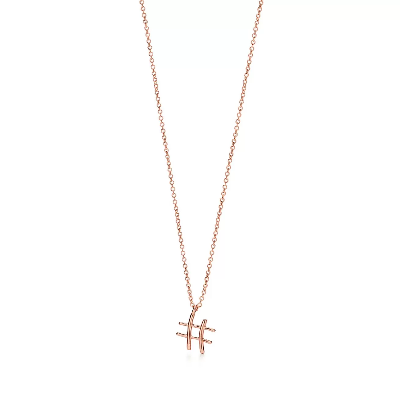 Tiffany & Co. Paloma's Graffiti small hashtag pendant in 18k rose gold, 16". | ^ Necklaces & Pendants | Rose Gold Jewelry