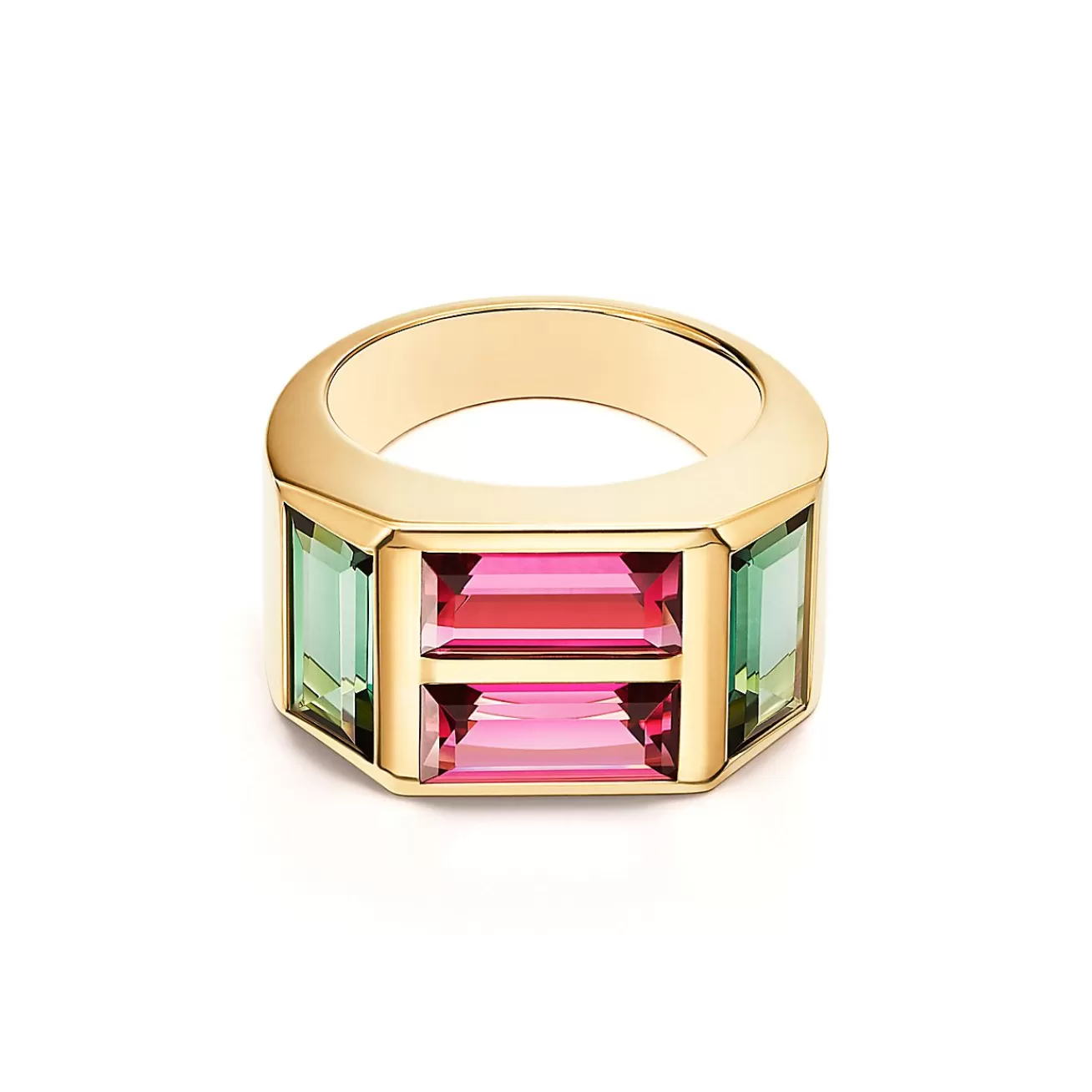 Tiffany & Co. Paloma's Studio baguette four-stone ring in 18k gold with gemstones. | ^ Rings | Gold Jewelry