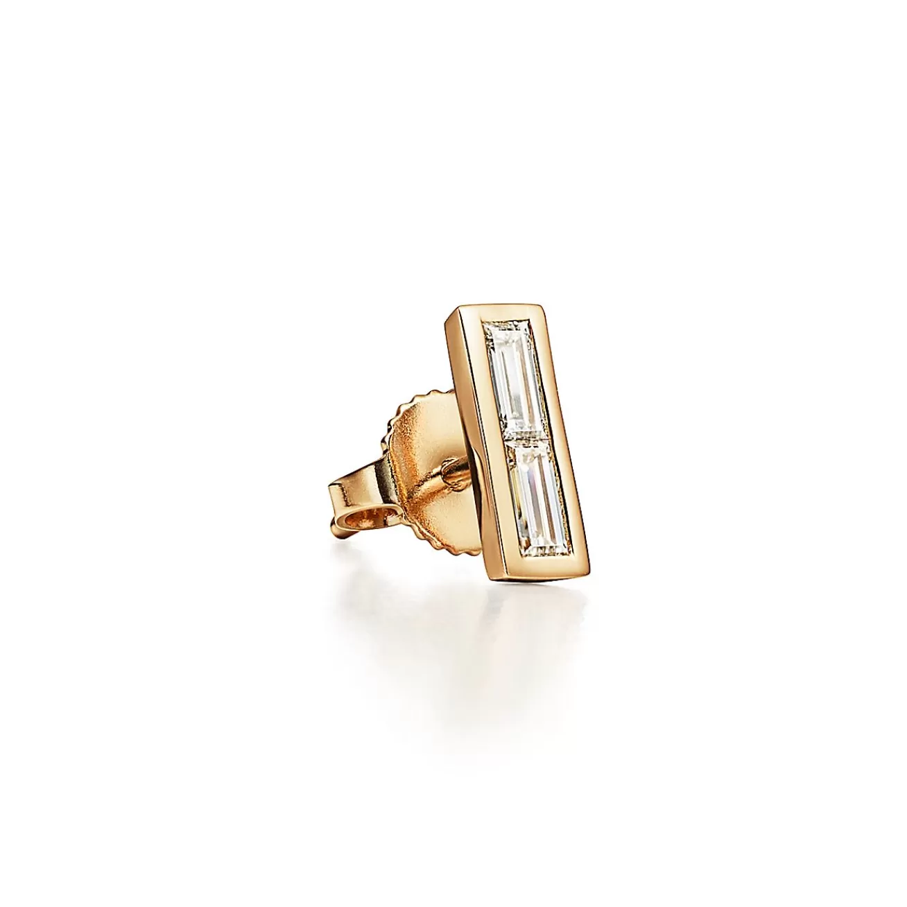 Tiffany & Co. Paloma's Studio bar earrings in 18k gold with baguette diamonds. | ^ Earrings | Dainty Jewelry