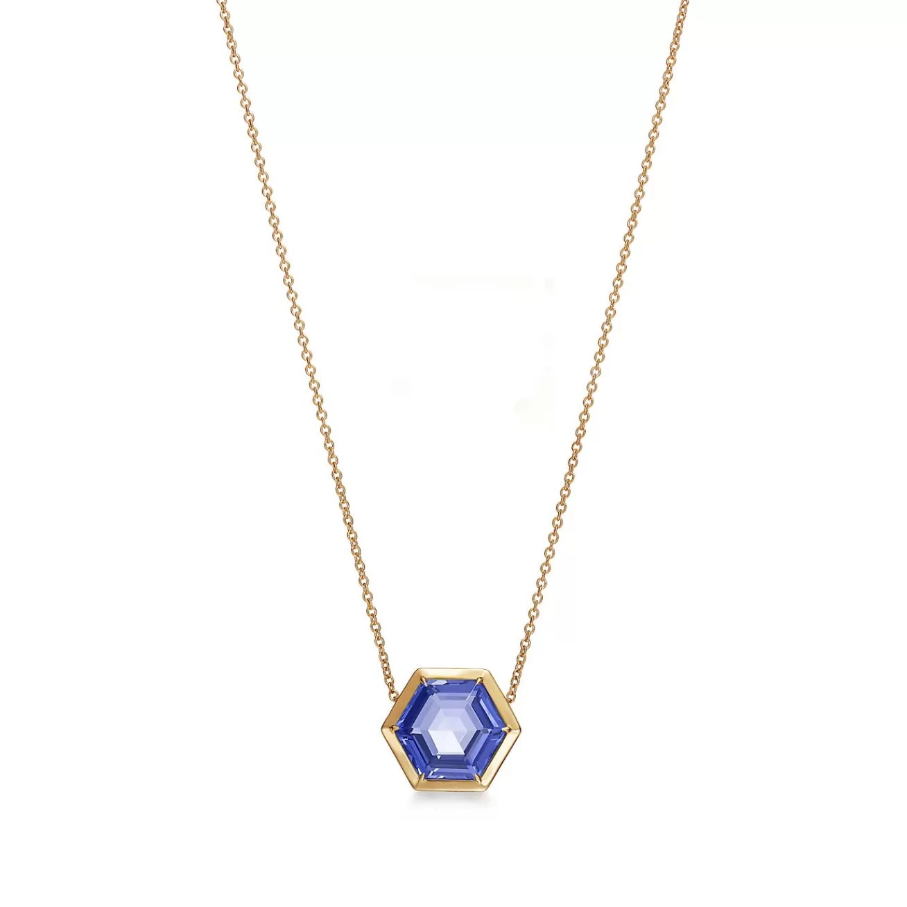 Tiffany & Co. Paloma's Studio hexagon pendant in 18k gold with a tanzanite. | ^ Necklaces & Pendants | Gold Jewelry