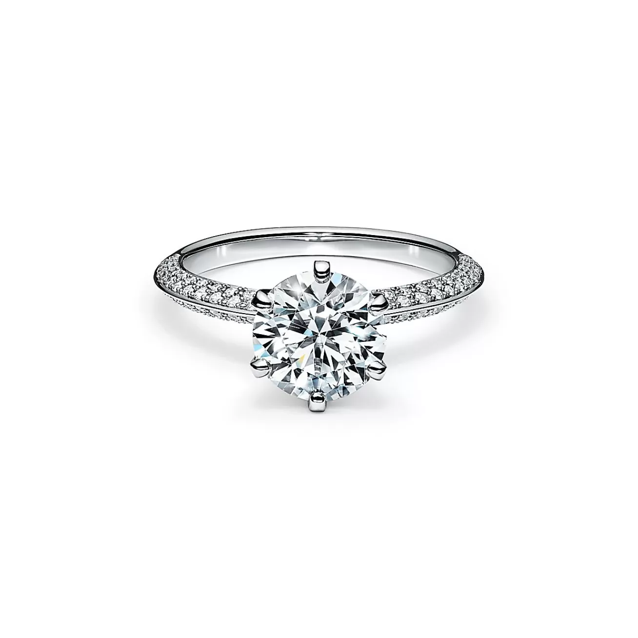 Tiffany & Co. Pavé Tiffany® Setting with a diamond band: world's most iconic engagement ring. | ^ Engagement Rings