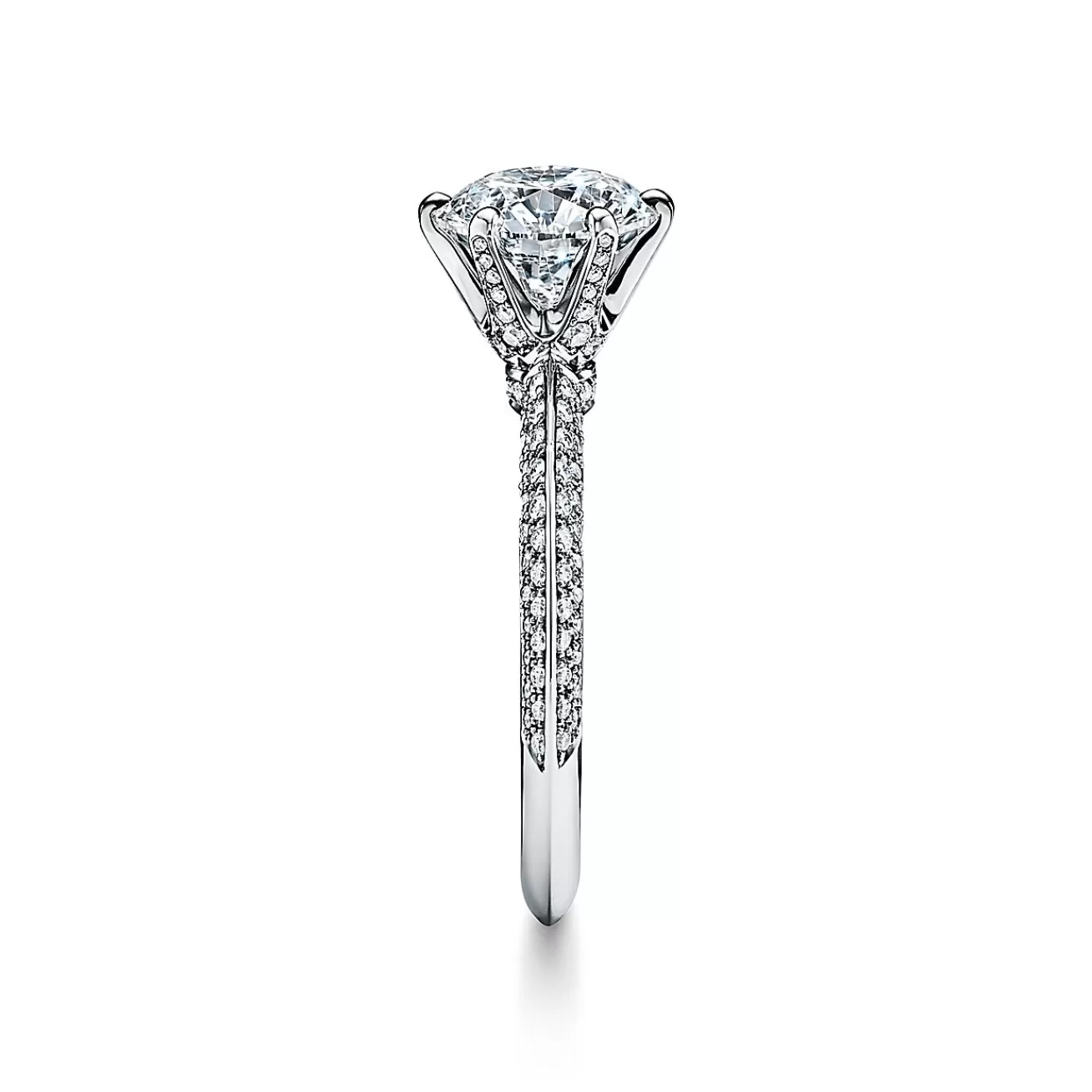 Tiffany & Co. Pavé Tiffany® Setting with a diamond band: world's most iconic engagement ring. | ^ Engagement Rings