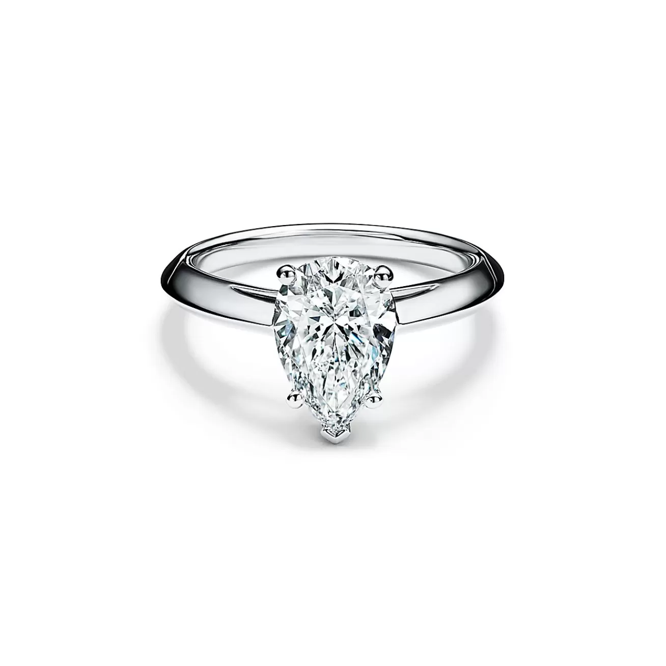 Tiffany & Co. Pear-shaped diamond engagement ring in platinum. | ^ Engagement Rings