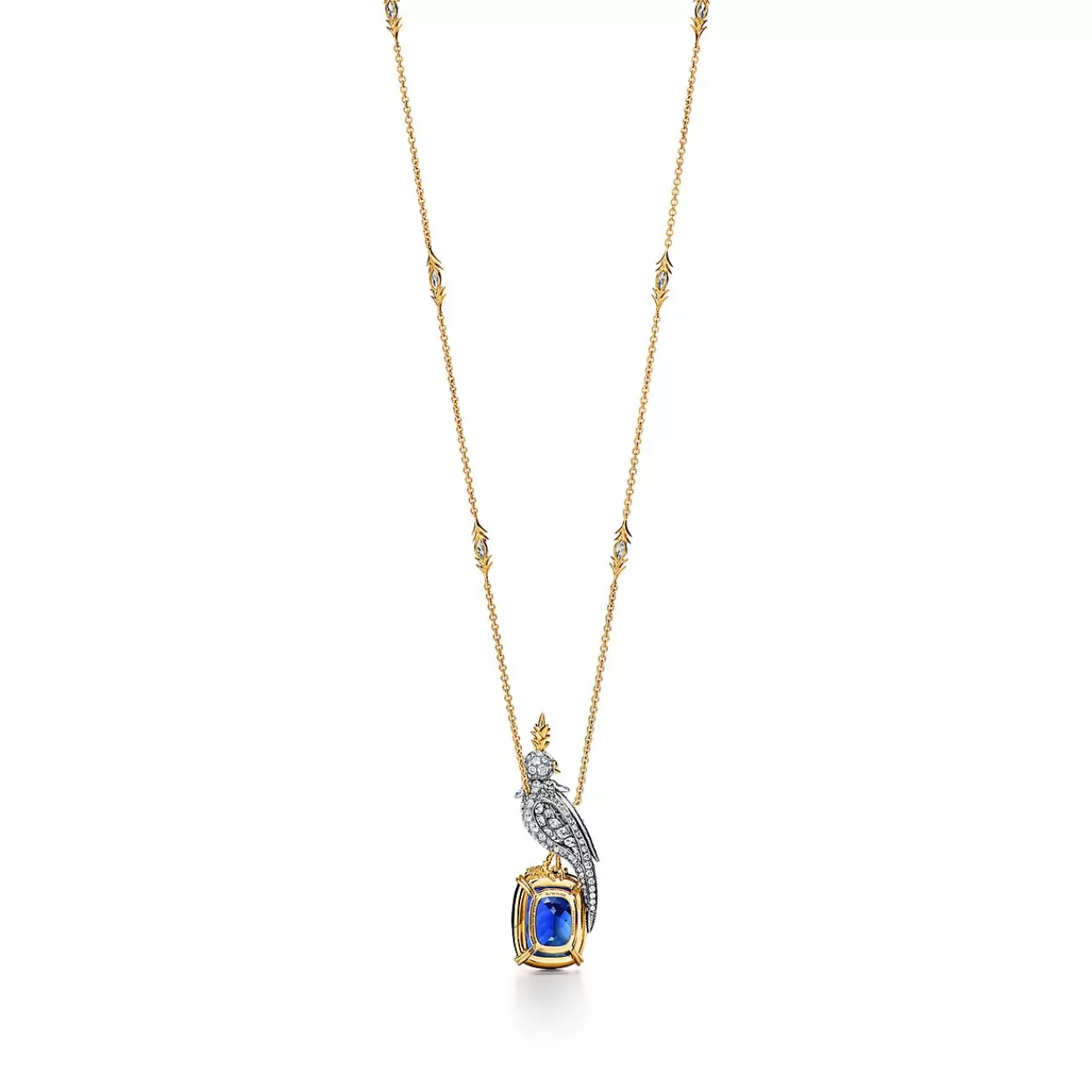 Tiffany & Co. Pendant in Gold and Platinum with a Tanzanite, Diamonds and Pink Sapphires | ^ Necklaces & Pendants | Gold Jewelry