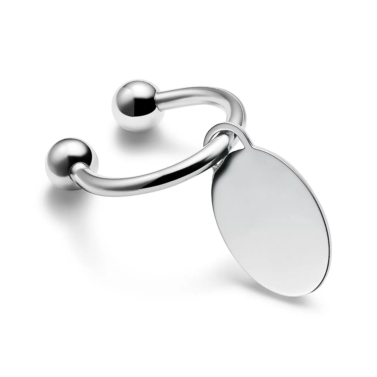Tiffany & Co. Personal Essentials Oval Tag Screwball Key Ring in Sterling Silver | ^Women Gifts to Personalize | Key Rings