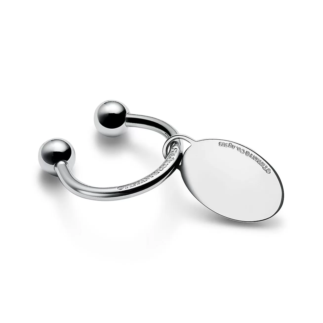 Tiffany & Co. Personal Essentials Oval Tag Screwball Key Ring in Sterling Silver | ^Women Gifts to Personalize | Key Rings