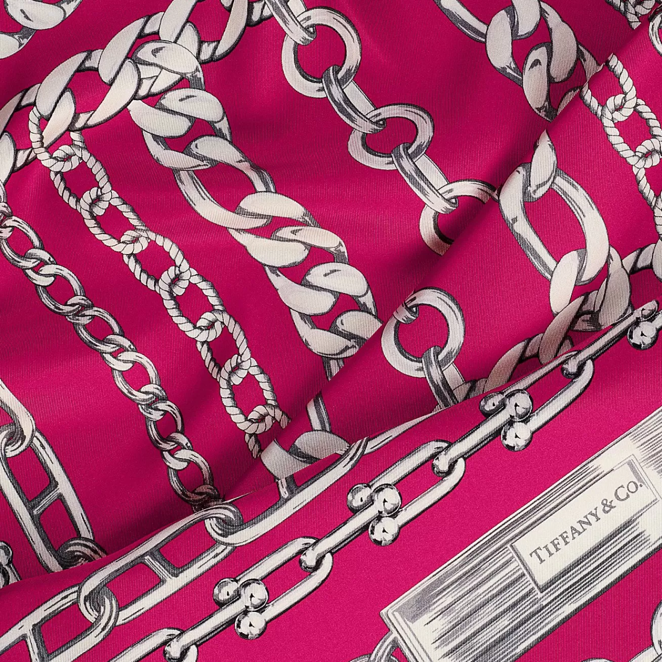 Tiffany & Co. Return to Tiffany® Chains Square Scarf in Fuchsia Silk | ^Women Scarves & Stoles | Women's Accessories
