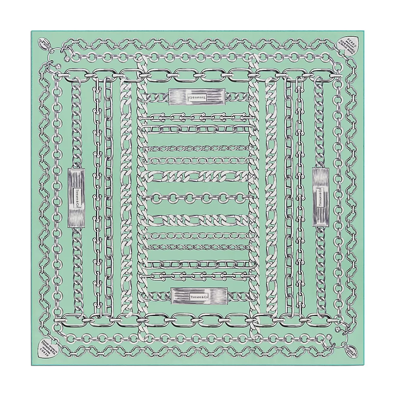 Tiffany & Co. Return to Tiffany® Chains Square Scarf in Jade-colored Silk | ^Women Tiffany Blue® Gifts | Scarves & Stoles