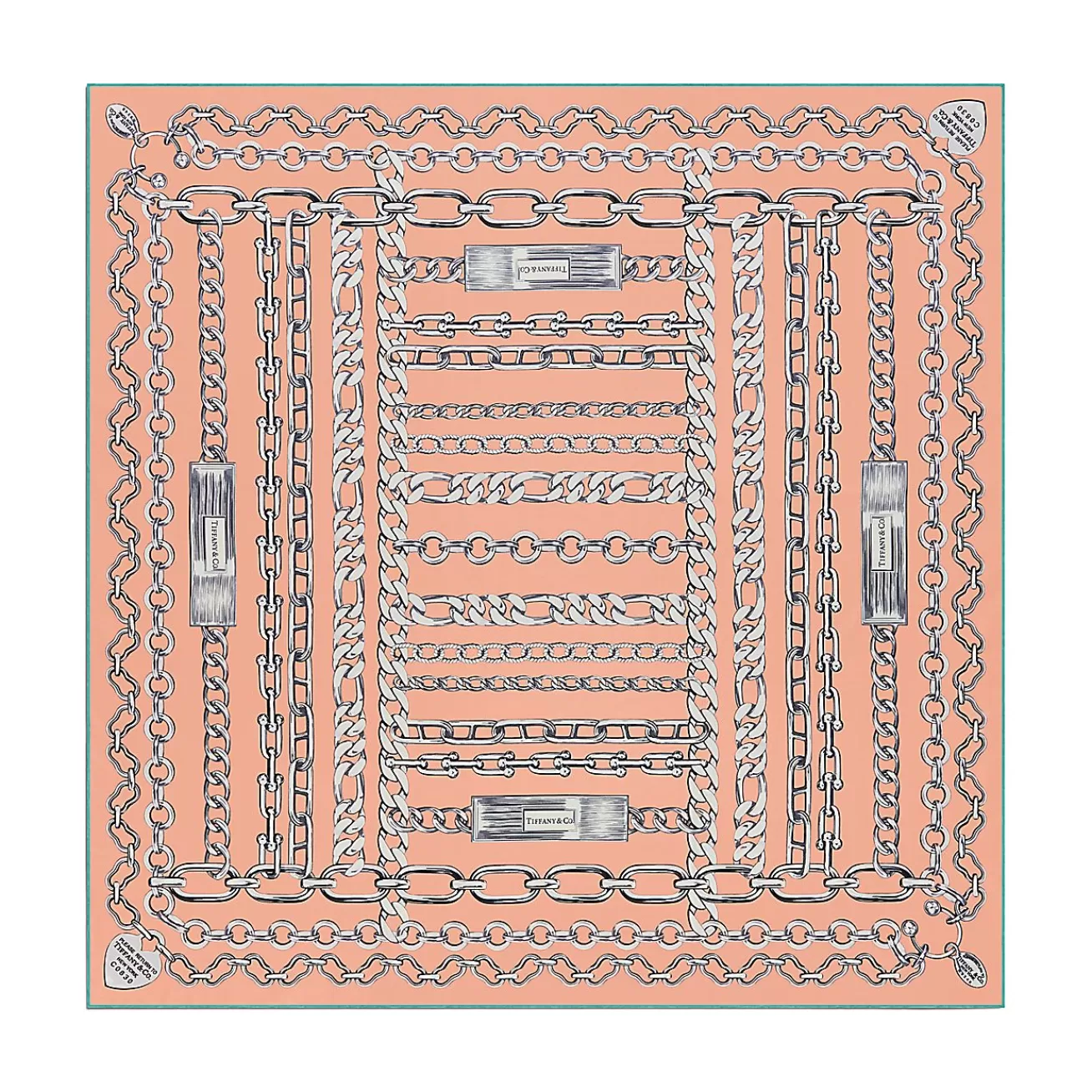 Tiffany & Co. Return to Tiffany® Chains Square Scarf in Peach Silk | ^Women Scarves & Stoles | Women's Accessories