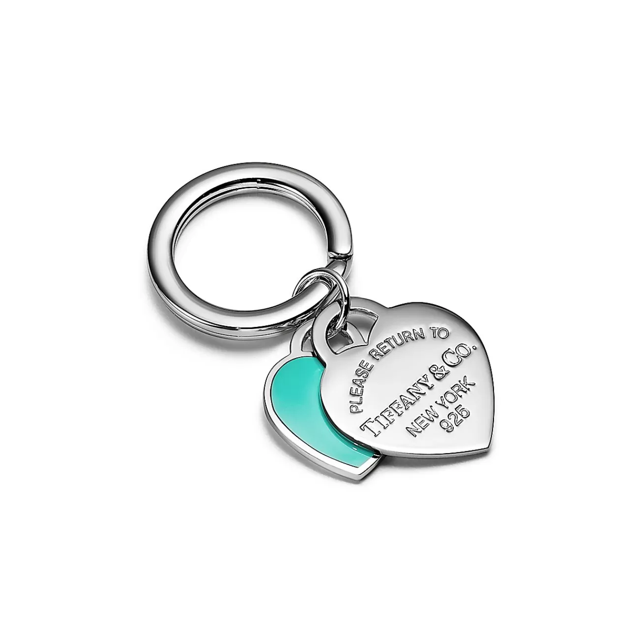 Tiffany & Co. Return to Tiffany® Double Heart Tag Key Ring in Silver with Tiffany Blue® | ^Women Tiffany Blue® Gifts | Key Rings