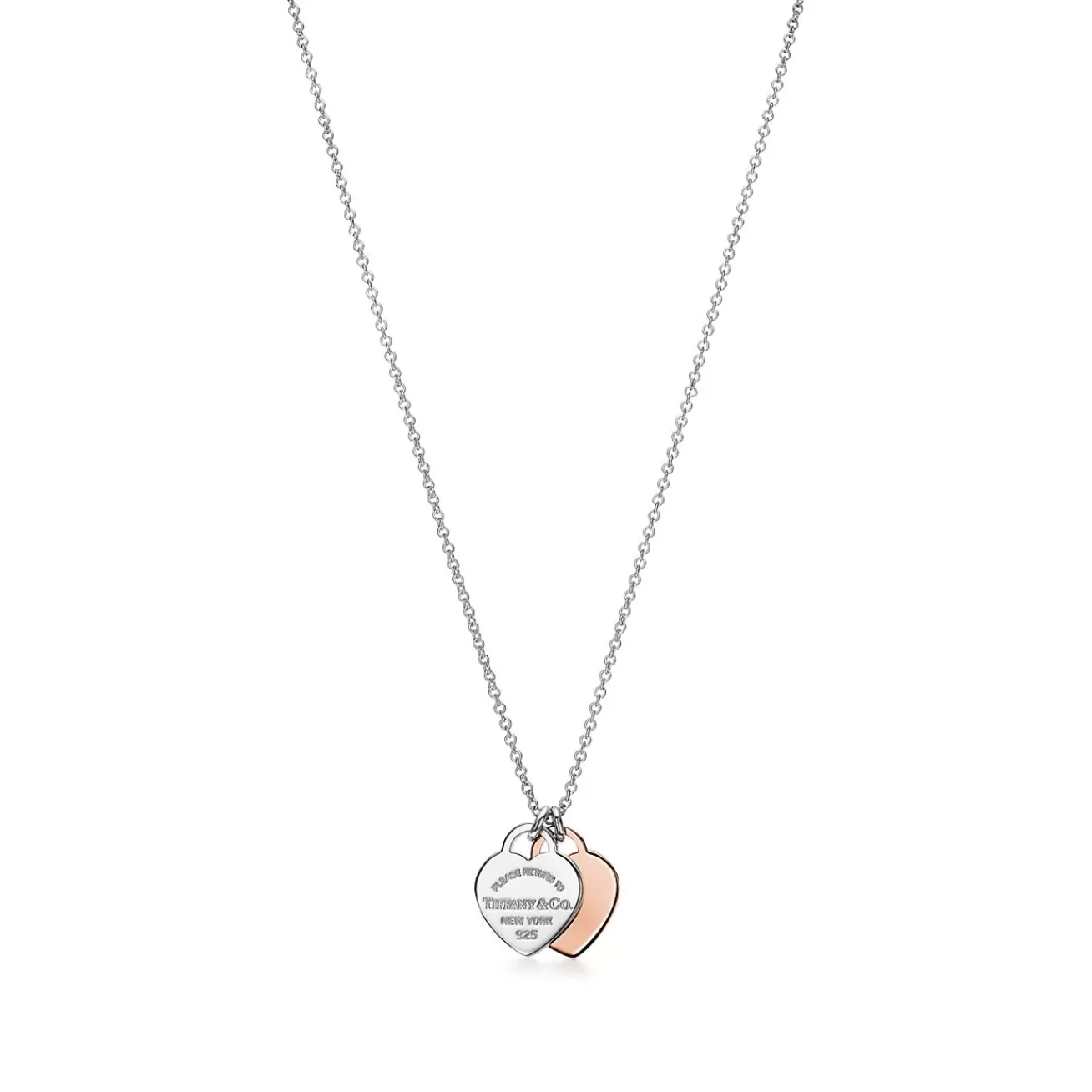 Tiffany & Co. Return to Tiffany® Double Heart Tag Pendant in Silver and Rose Gold, Mini | ^ Necklaces & Pendants | Dainty Jewelry