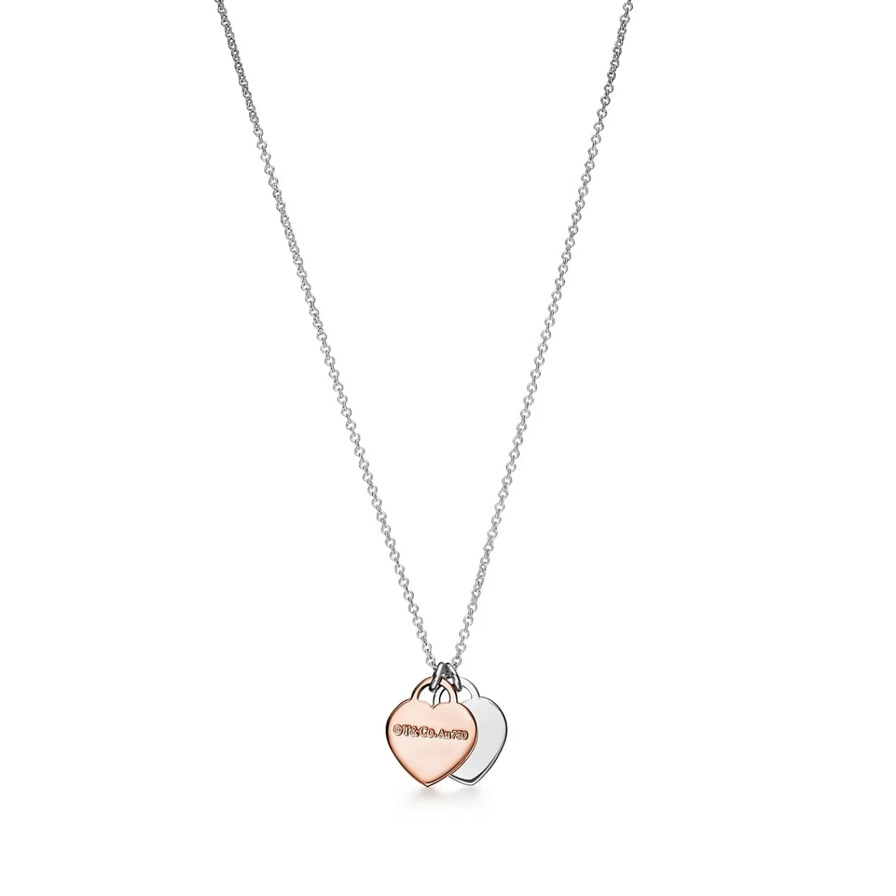 Tiffany & Co. Return to Tiffany® Double Heart Tag Pendant in Silver and Rose Gold, Mini | ^ Necklaces & Pendants | Dainty Jewelry