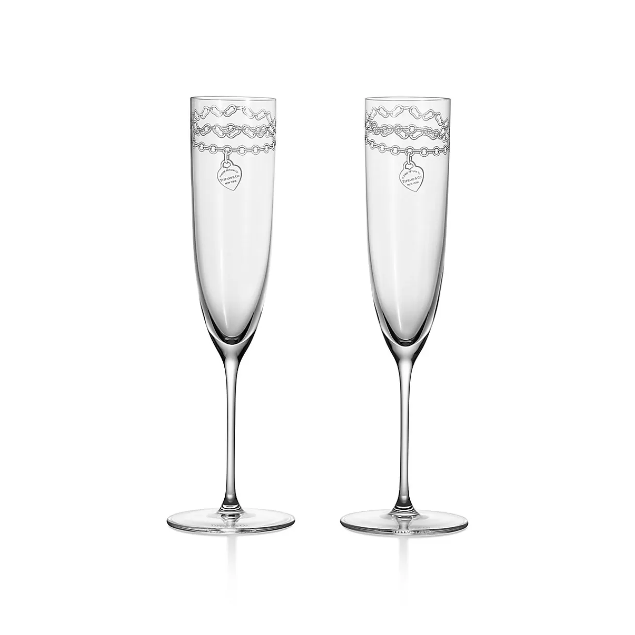 Tiffany & Co. Return to Tiffany® Etched Champagne Glasses Set of Two, in Crystal Glass | ^ The Home | Housewarming Gifts
