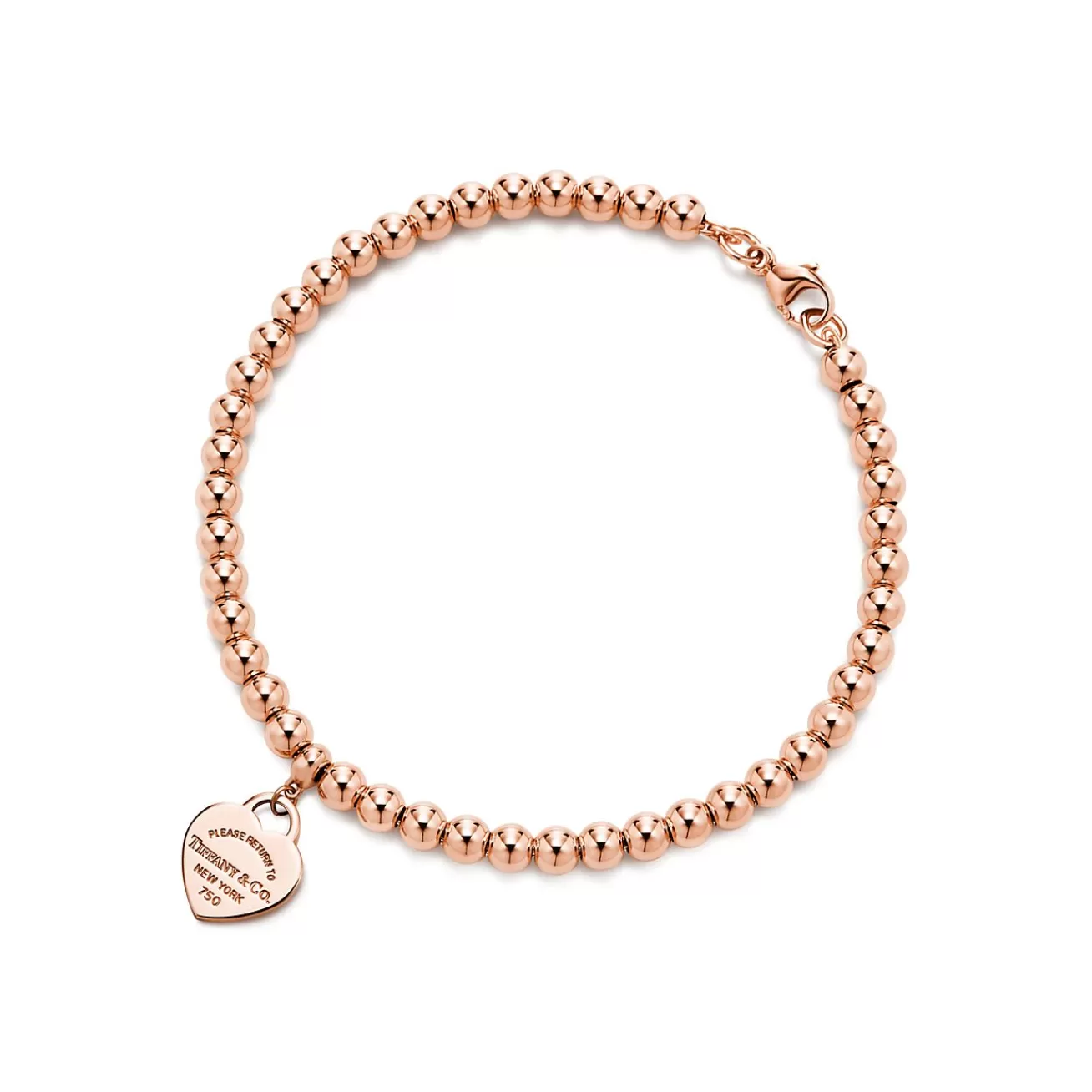 Tiffany & Co. Return to Tiffany® Heart Tag Bead Bracelet in Rose Gold, 4 mm | ^ Bracelets | Rose Gold Jewelry