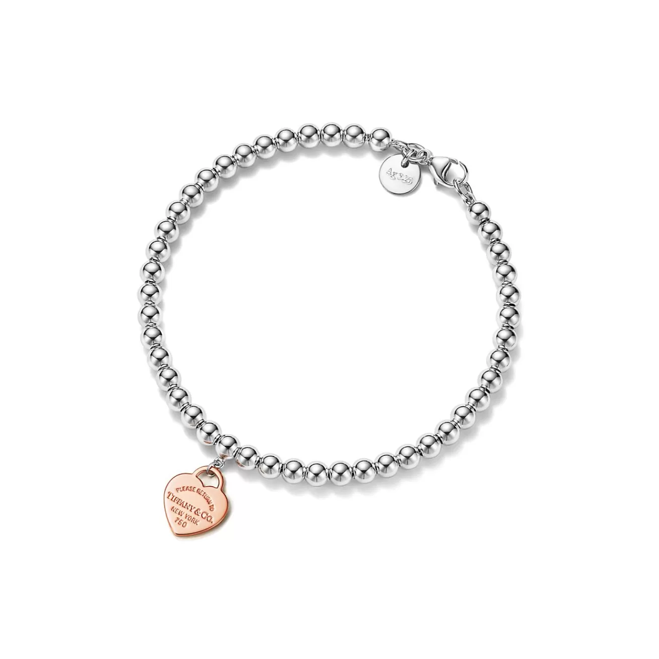 Tiffany & Co. Return to Tiffany® Heart Tag Bead Bracelet in Silver and Rose Gold, 4 mm | ^ Bracelets | Rose Gold Jewelry
