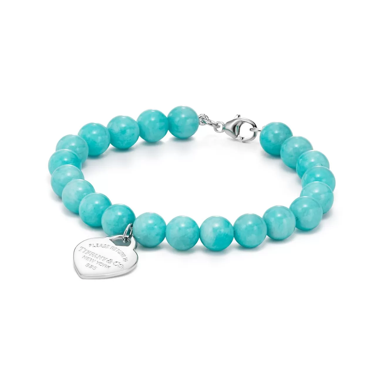 Tiffany & Co. Return to Tiffany® Heart Tag Bead Bracelet in Silver with Amazonite, 8 mm | ^ Bracelets | Sterling Silver Jewelry