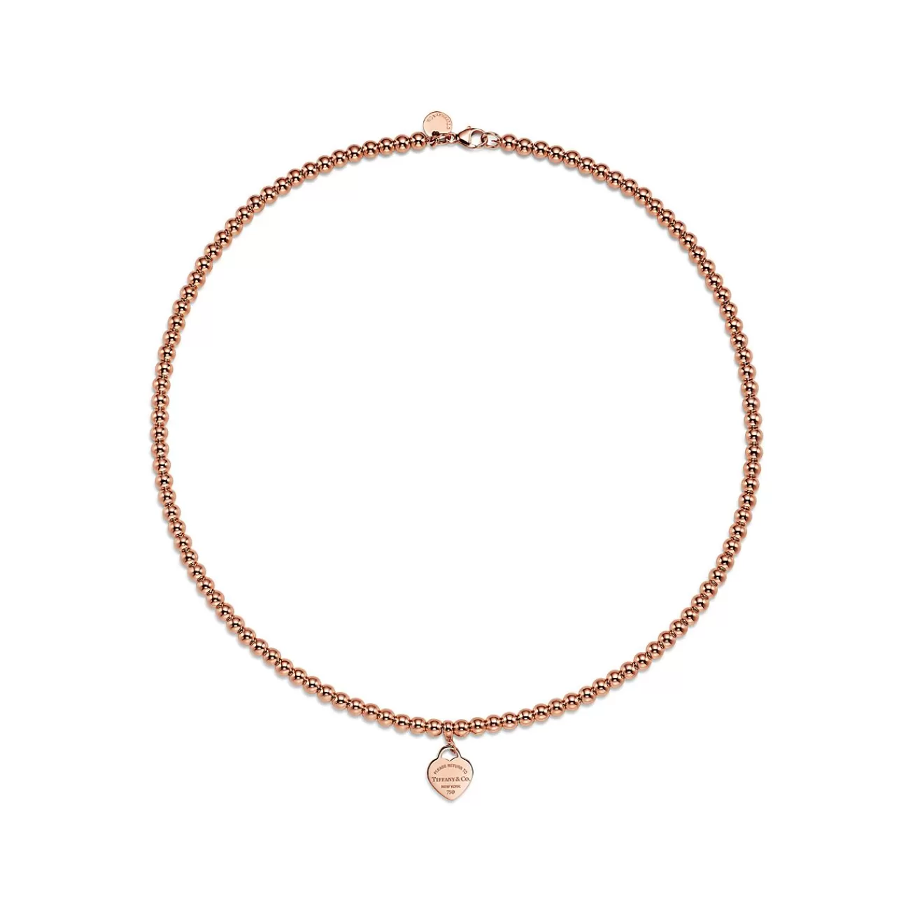 Tiffany & Co. Return to Tiffany® Heart Tag Bead Necklace in Rose Gold, Mini | ^ Necklaces & Pendants | Rose Gold Jewelry