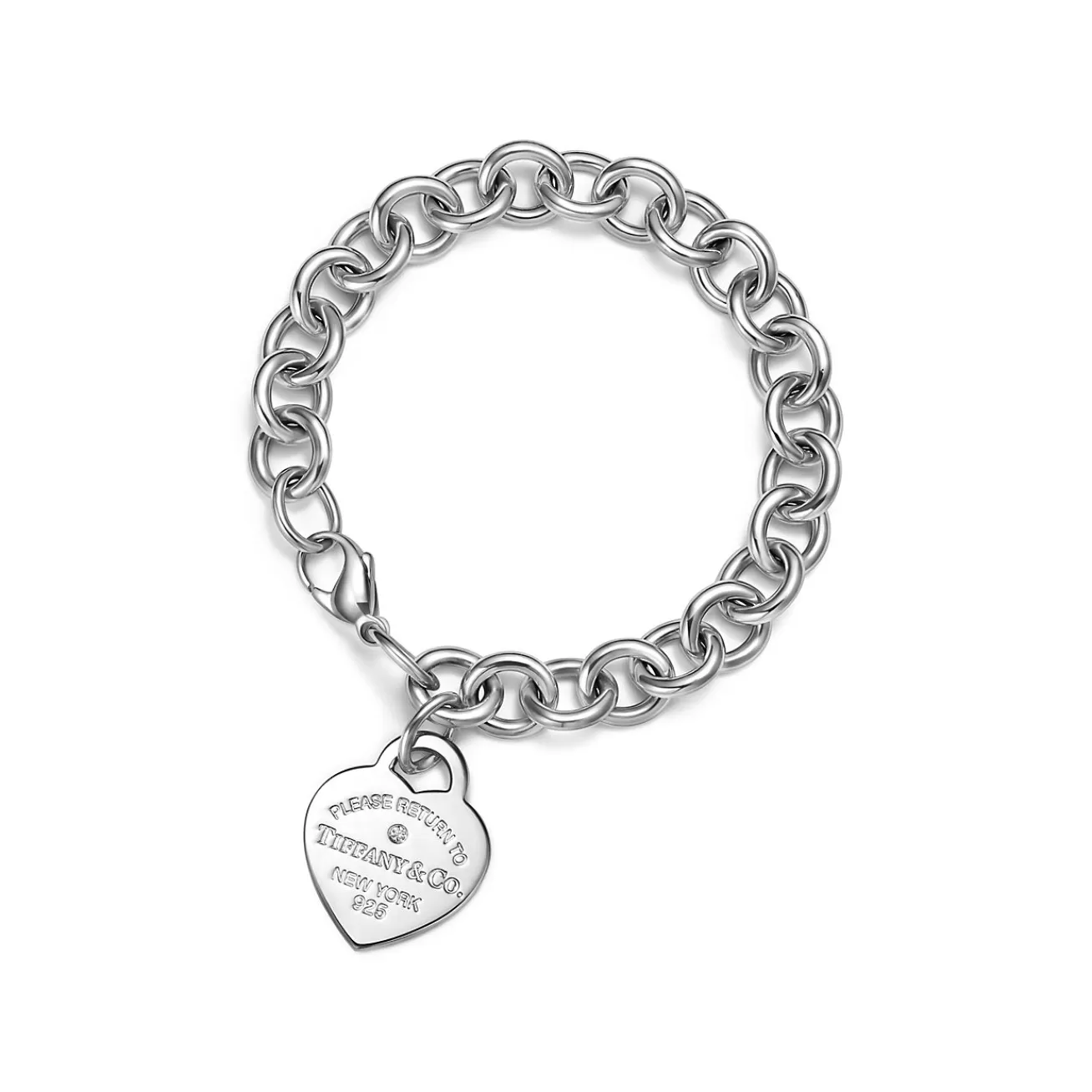 Tiffany & Co. Return to Tiffany® Heart Tag Bracelet in Sterling Silver with a Diamond, Medium | ^ Bracelets | Sterling Silver Jewelry