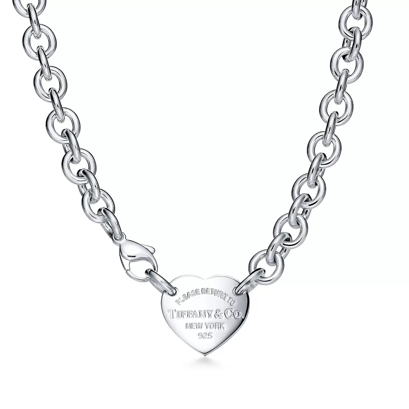 Tiffany & Co. Return to Tiffany® Heart Tag Chain Link Choker in Silver | ^ Necklaces & Pendants | Sterling Silver Jewelry
