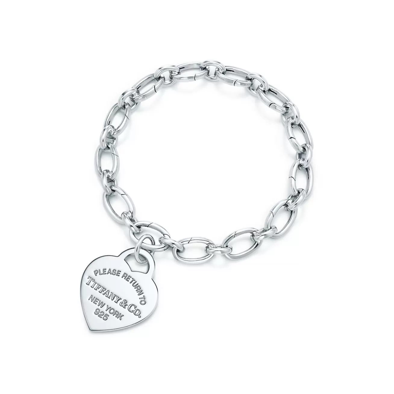 Tiffany & Co. Return to Tiffany™ heart tag charm in sterling silver on a bracelet. | ^ Bracelets | Sterling Silver Jewelry
