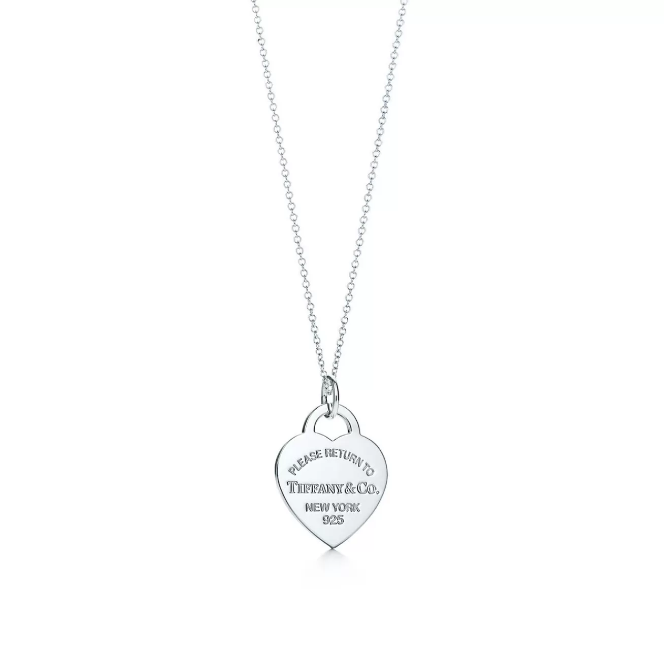 Tiffany & Co. Return to Tiffany™ heart tag charm in sterling silver on a chain. | ^ Sterling Silver Jewelry | Return to Tiffany®