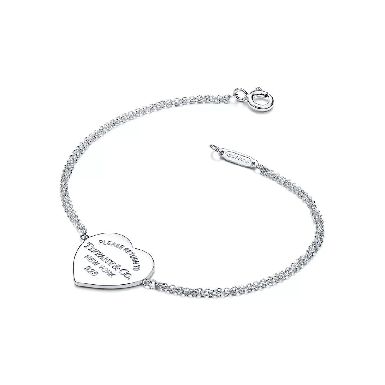 Tiffany & Co. Return to Tiffany® Heart Tag Double Chain Bracelet in Silver, Small | ^ Bracelets | Sterling Silver Jewelry