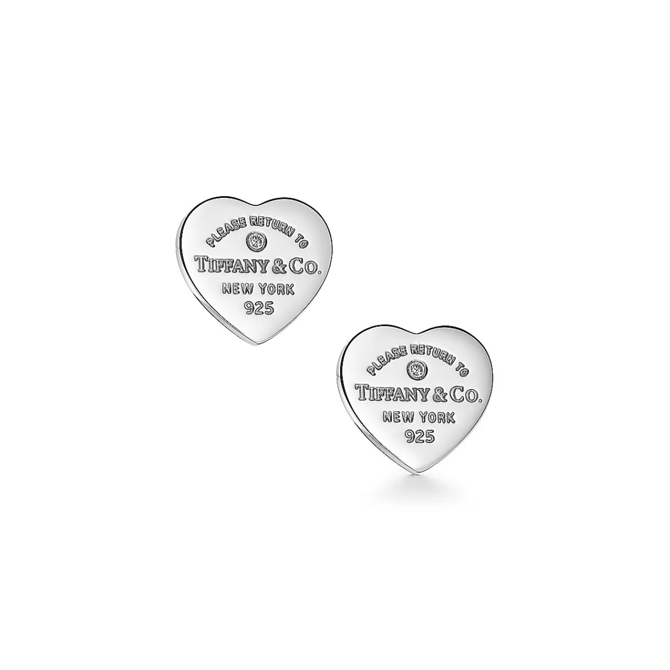 Tiffany & Co. Return to Tiffany® Heart Tag Earrings in Sterling Silver with a Diamond, Mini | ^ Earrings | Gifts for Her