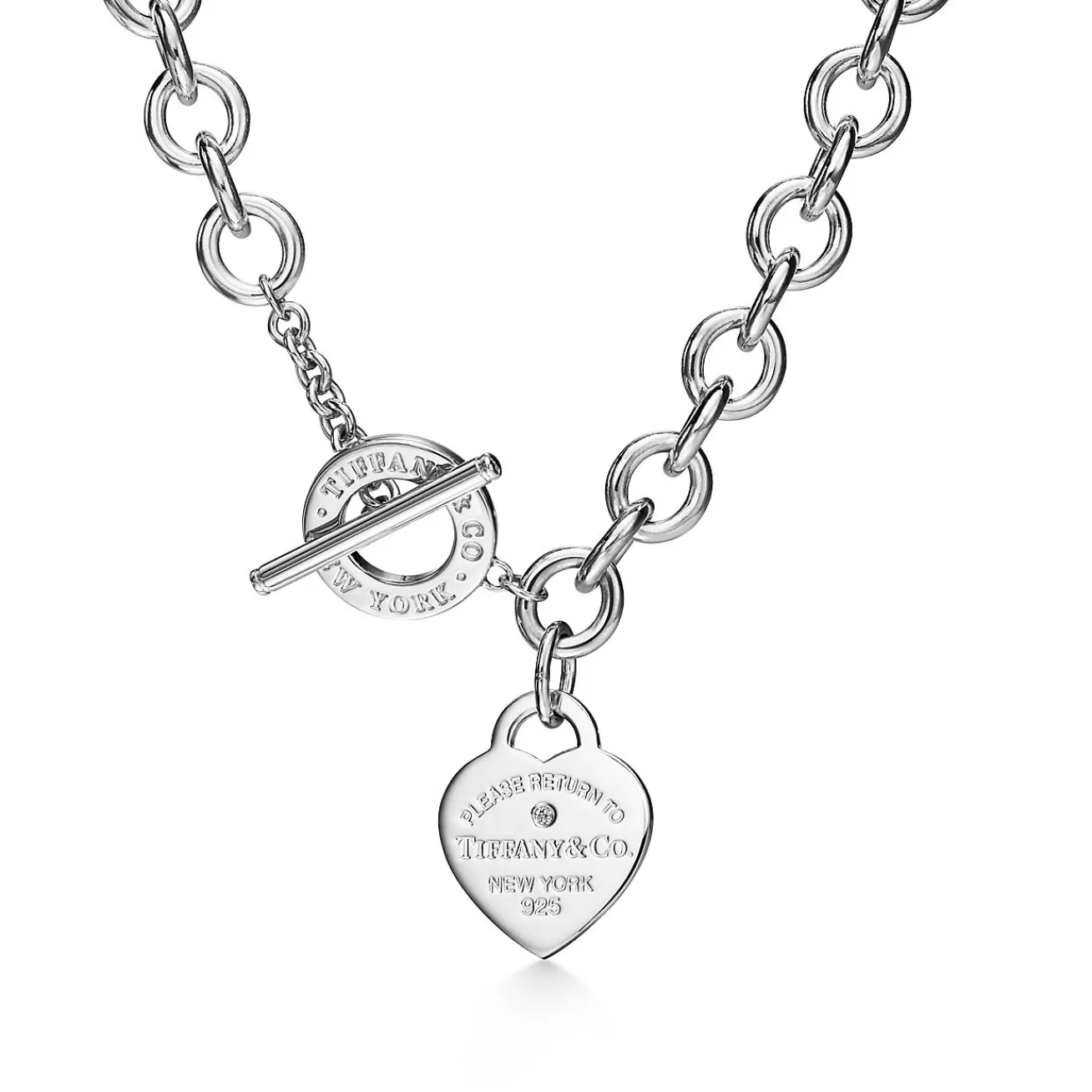 Tiffany & Co. Return to Tiffany® Heart Tag Necklace in Silver with a Diamond, Medium | ^ Necklaces & Pendants | Gifts for Her