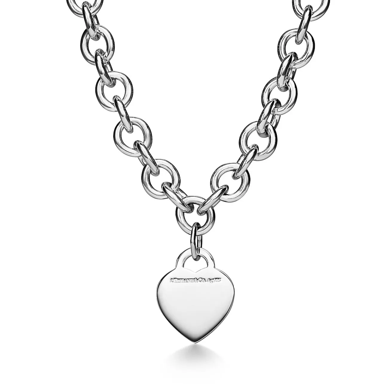 Tiffany & Co. Return to Tiffany® Heart Tag Necklace in Silver with a Diamond, Medium | ^ Necklaces & Pendants | Sterling Silver Jewelry