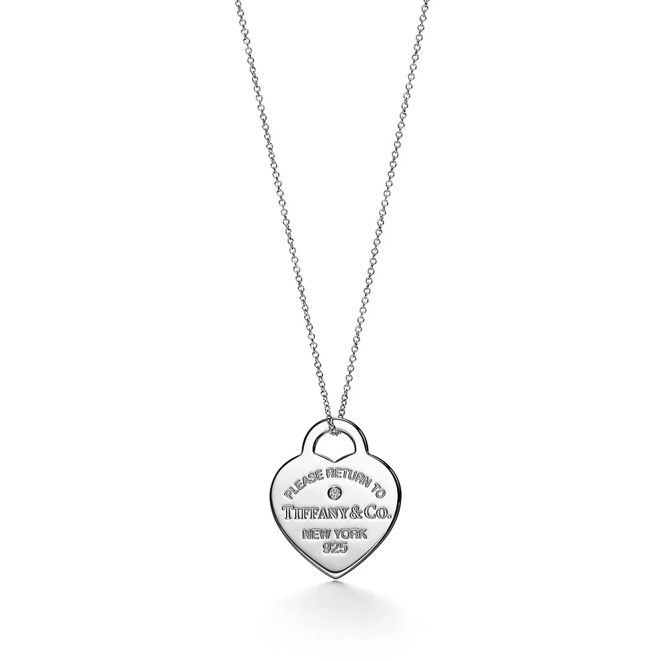 Tiffany & Co. Return to Tiffany® Heart Tag Pendant in Sterling Silver with a Diamond, Medium | ^ Necklaces & Pendants | Sterling Silver Jewelry