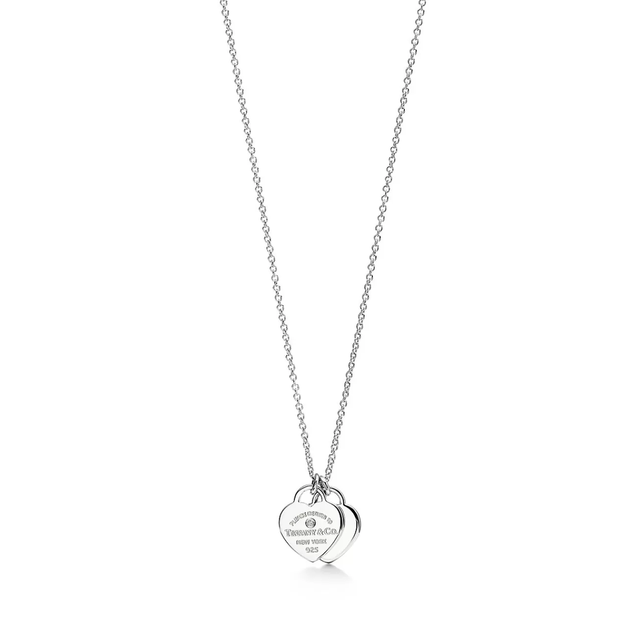Tiffany & Co. Return to Tiffany® Heart Tag Pendant in Sterling Silver with a Diamond, Mini | ^ Necklaces & Pendants | Dainty Jewelry