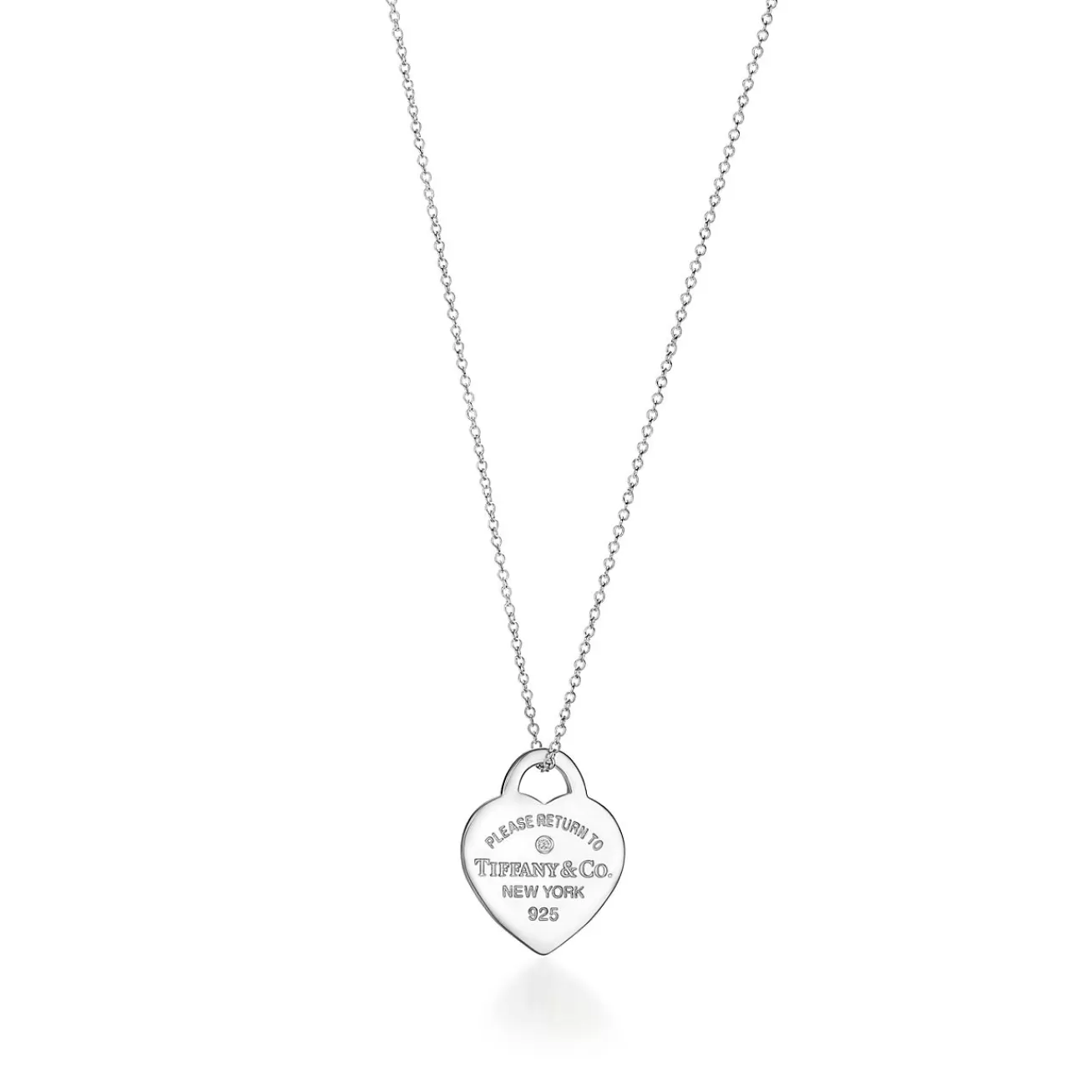 Tiffany & Co. Return to Tiffany® Heart Tag Pendant in Sterling Silver with a Diamond, Small | ^ Necklaces & Pendants | Sterling Silver Jewelry