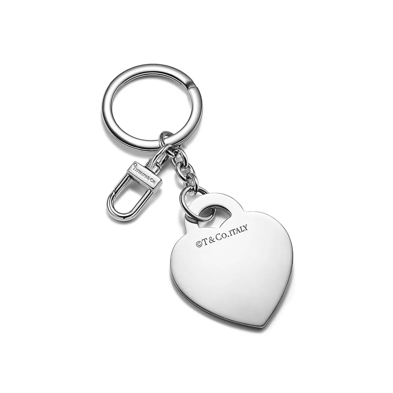 Tiffany & Co. Return to Tiffany® Leather Inlaid Heart Tag Key Ring in Palladium-plated Brass | ^Women Gifts for Her | Her
