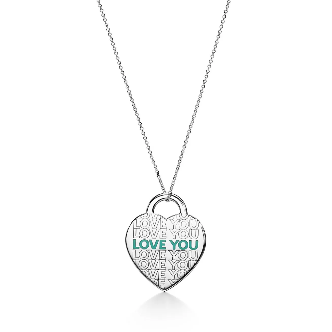 Tiffany & Co. Return to Tiffany® "Love You" Heart Tag Pendant in Silver and Tiffany Blue® | ^ Necklaces & Pendants | Sterling Silver Jewelry