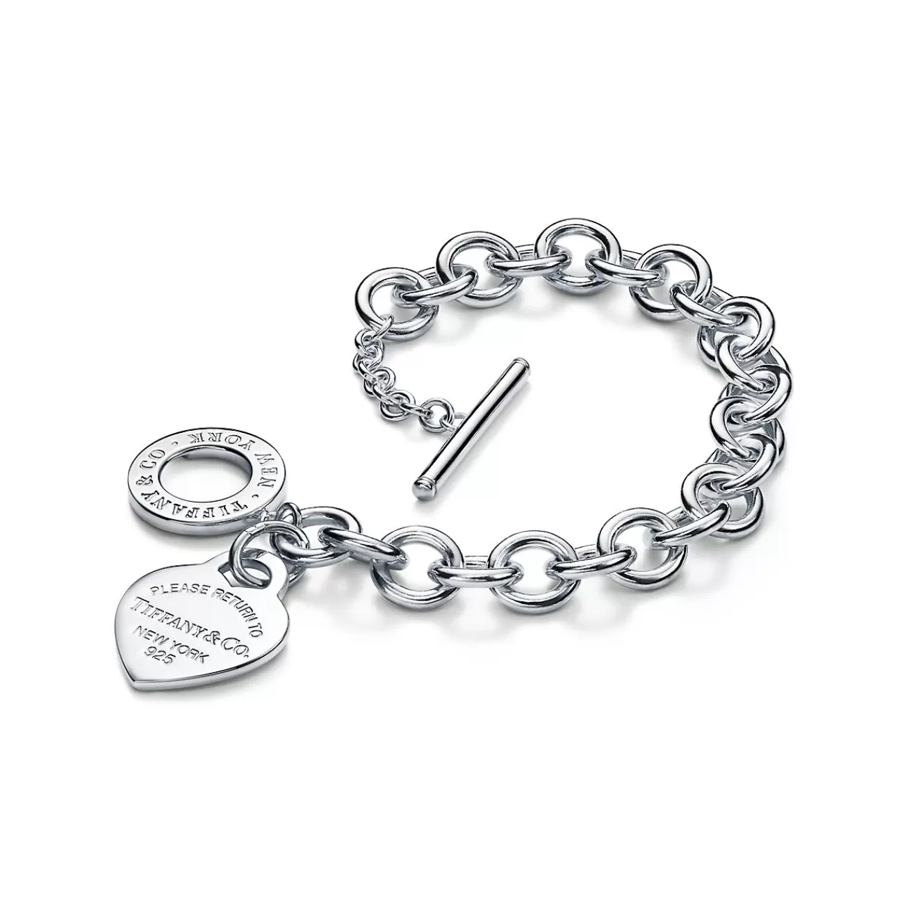 Tiffany & Co. Return to Tiffany™ Medium heart tag in sterling silver on a toggle bracelet 8" long. | ^ Bracelets | Gifts for Her