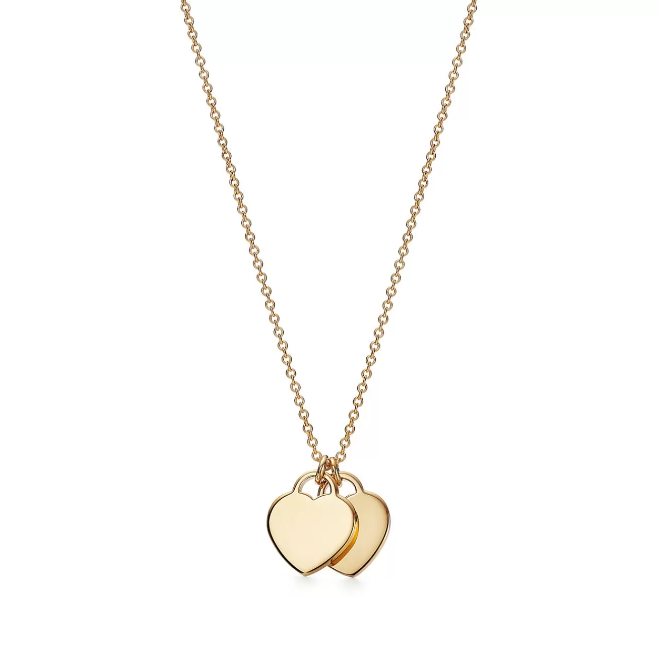 Tiffany & Co. Return to Tiffany® mini double heart tag pendant in 18k gold. | ^ Necklaces & Pendants | Gold Jewelry