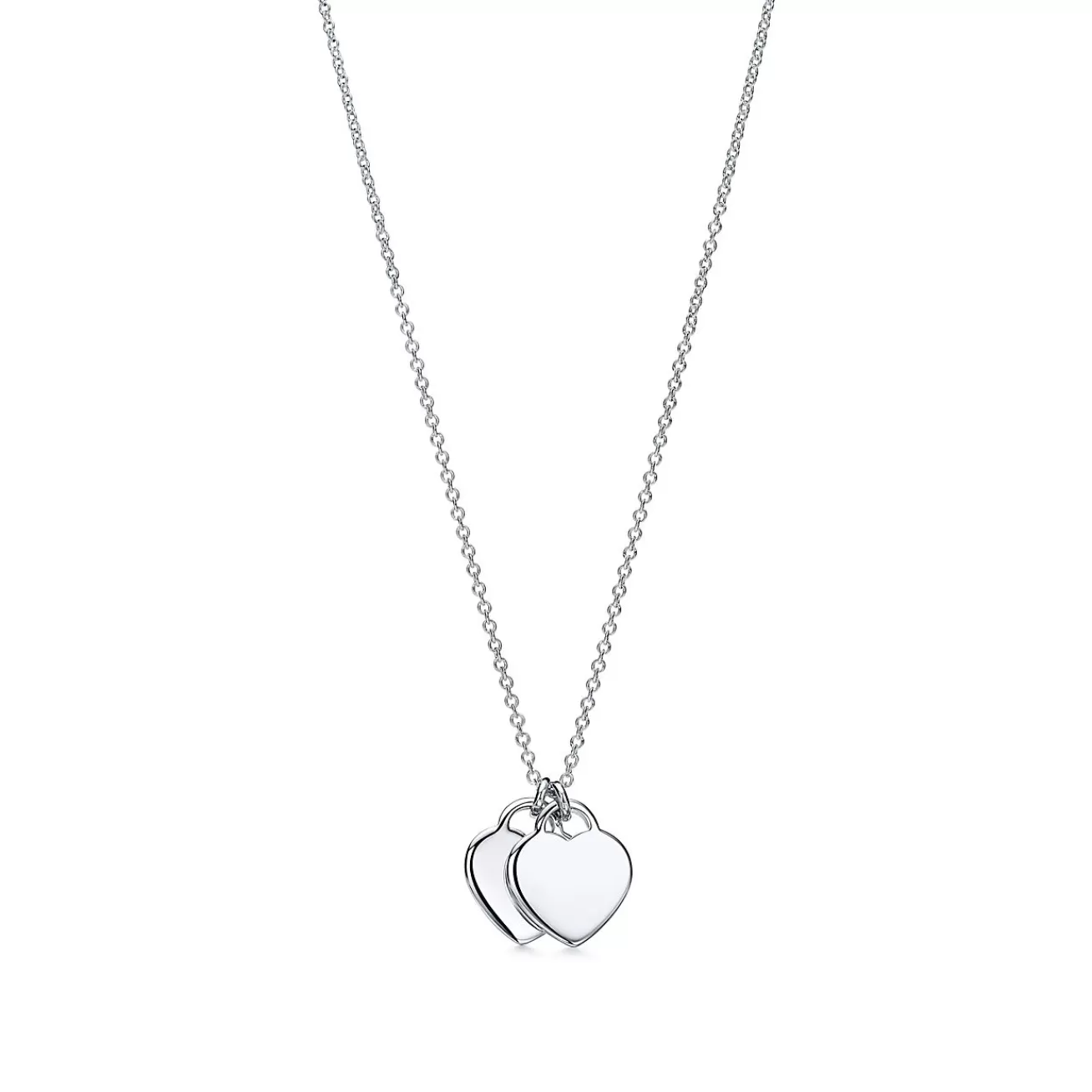 Tiffany & Co. Return to Tiffany™ mini double heart tag pendant in silver with Tiffany Blue enamel finish. | ^ Necklaces & Pendants | Gifts for Her