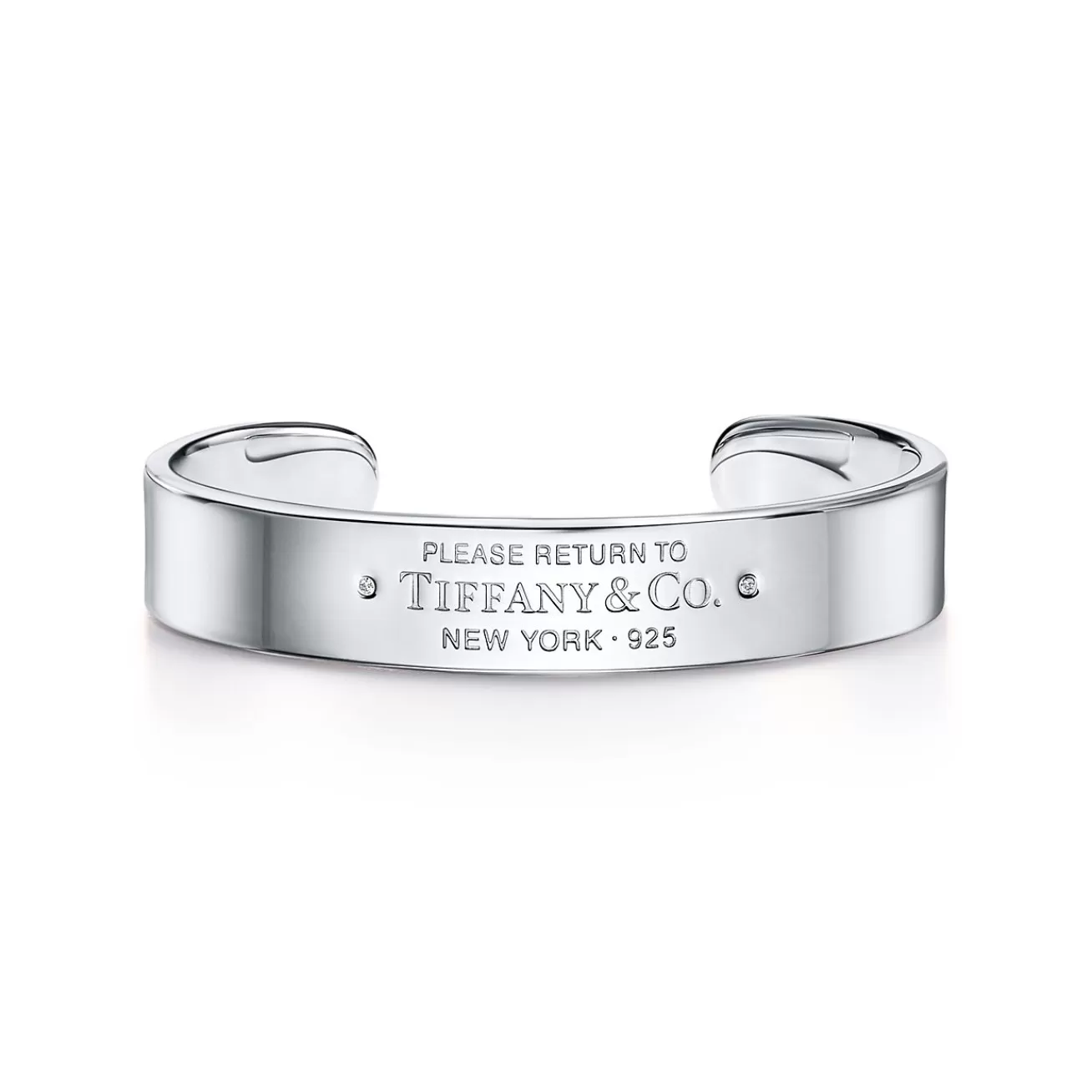 Tiffany & Co. Return to Tiffany® narrow cuff in sterling silver with diamonds, medium. | ^ Bracelets | Bold Silver Jewelry