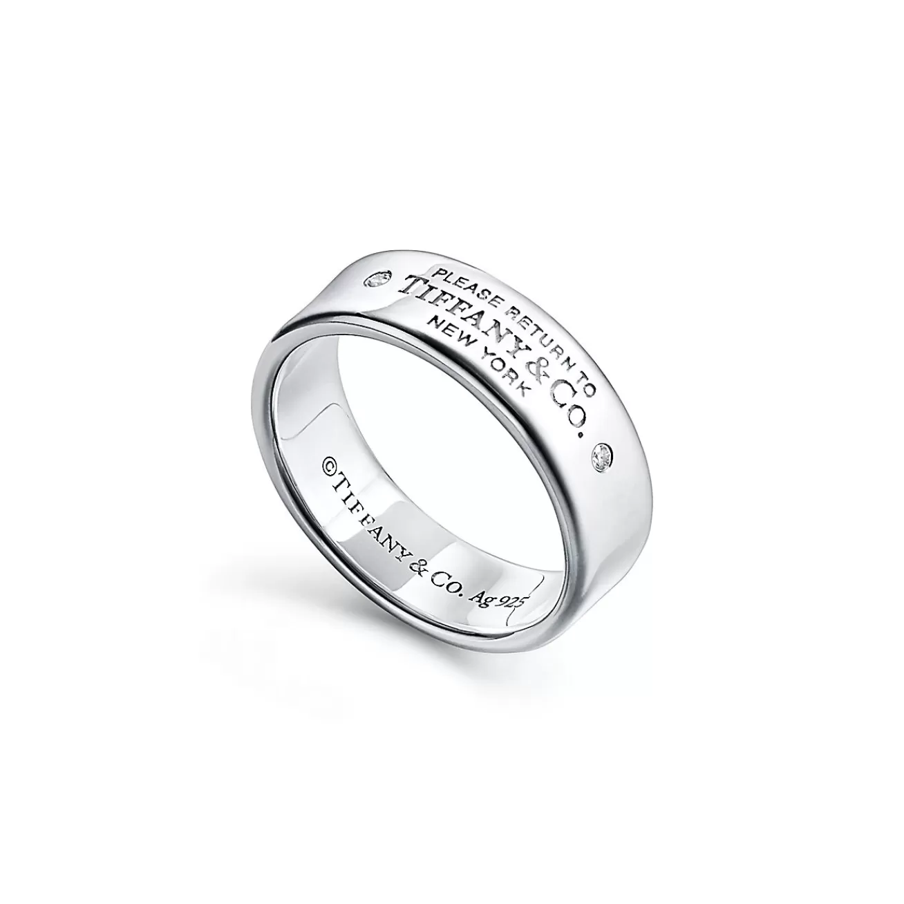 Tiffany & Co. Return to Tiffany® narrow ring in sterling silver with diamonds, 6 mm wide. | ^ Rings | Bold Silver Jewelry