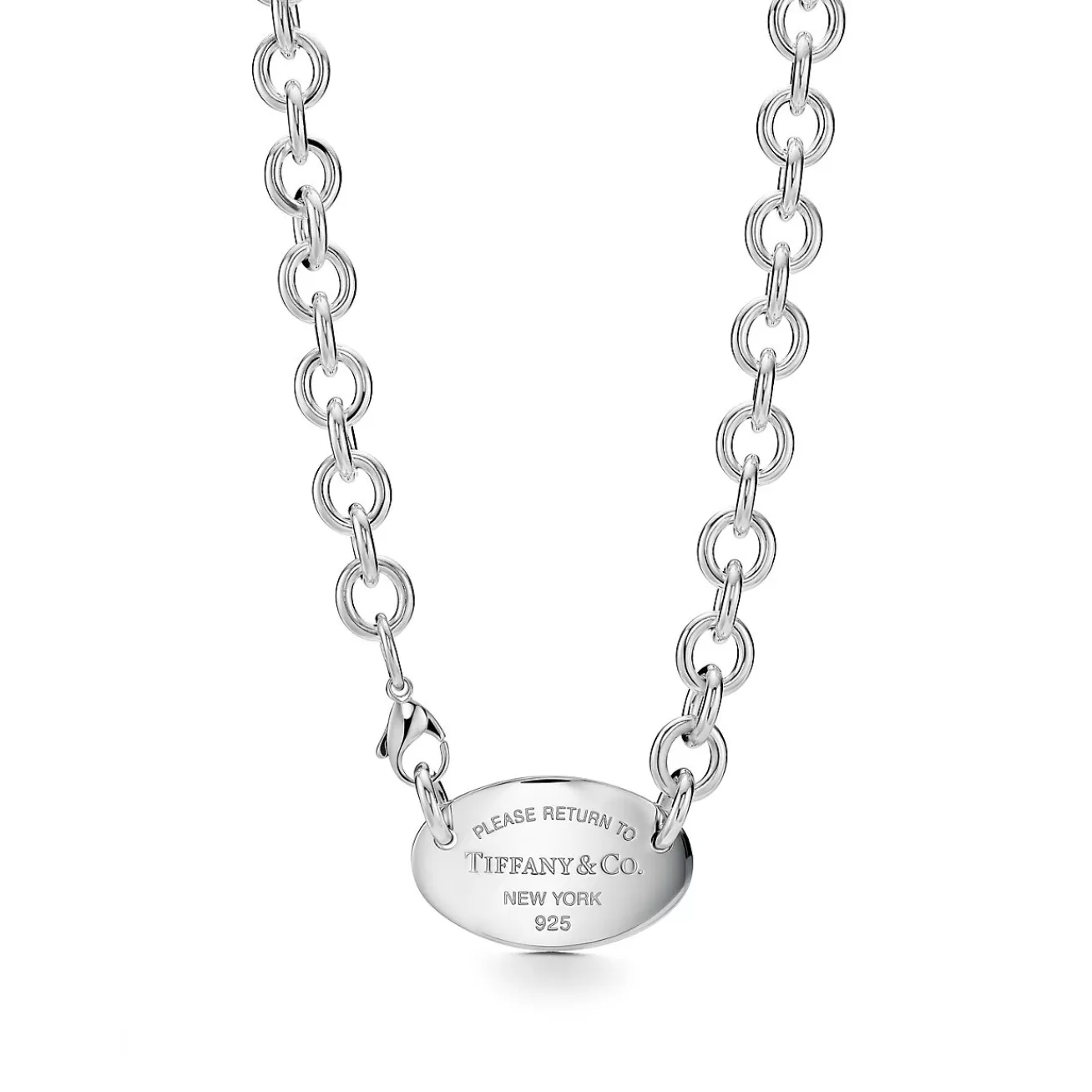 Tiffany & Co. Return to Tiffany® oval tag necklace in sterling silver, 15.5". | ^ Necklaces & Pendants | Bold Silver Jewelry
