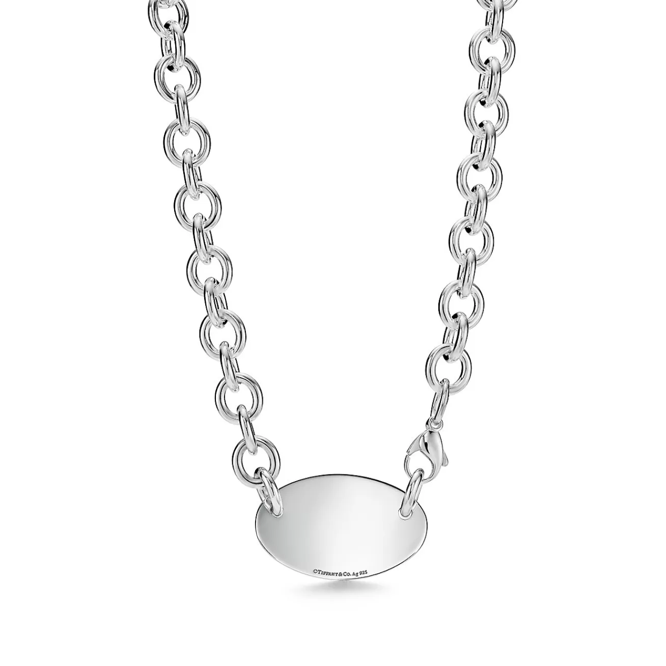 Tiffany & Co. Return to Tiffany® oval tag necklace in sterling silver, 15.5". | ^ Necklaces & Pendants | Bold Silver Jewelry