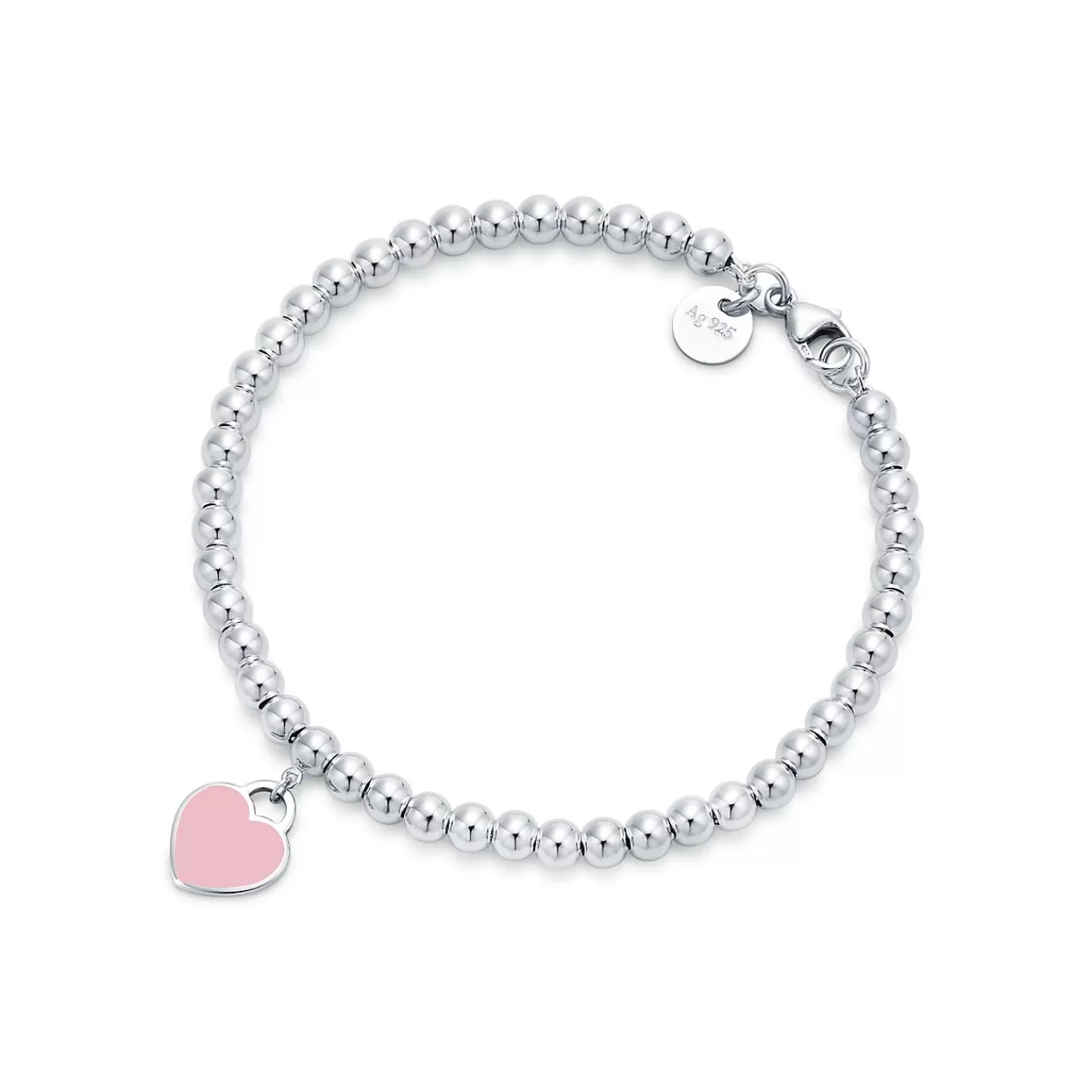 Tiffany & Co. Return to Tiffany® Pink Heart Tag Bead Bracelet in Silver, 4 mm | ^ Bracelets | Gifts for Her