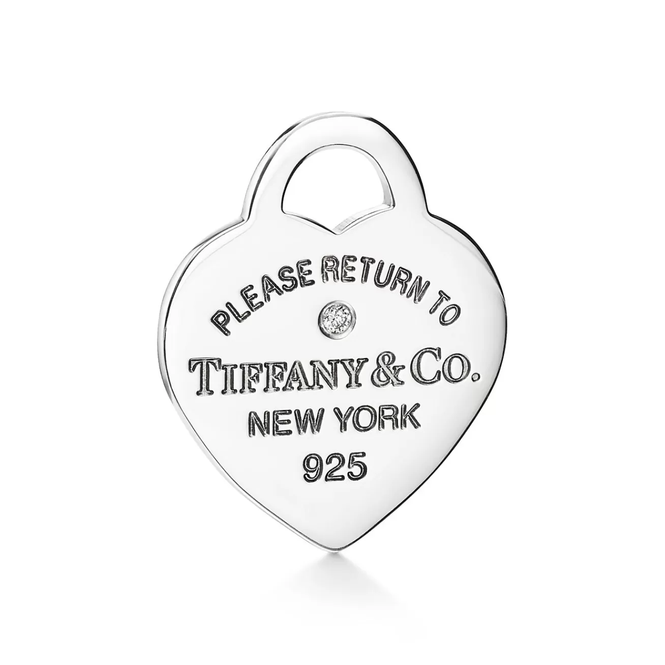 Tiffany & Co. Return to Tiffany® Pink Mini Heart Bead Bracelet in Silver with a Diamond, 4 mm | ^ Bracelets | Sterling Silver Jewelry