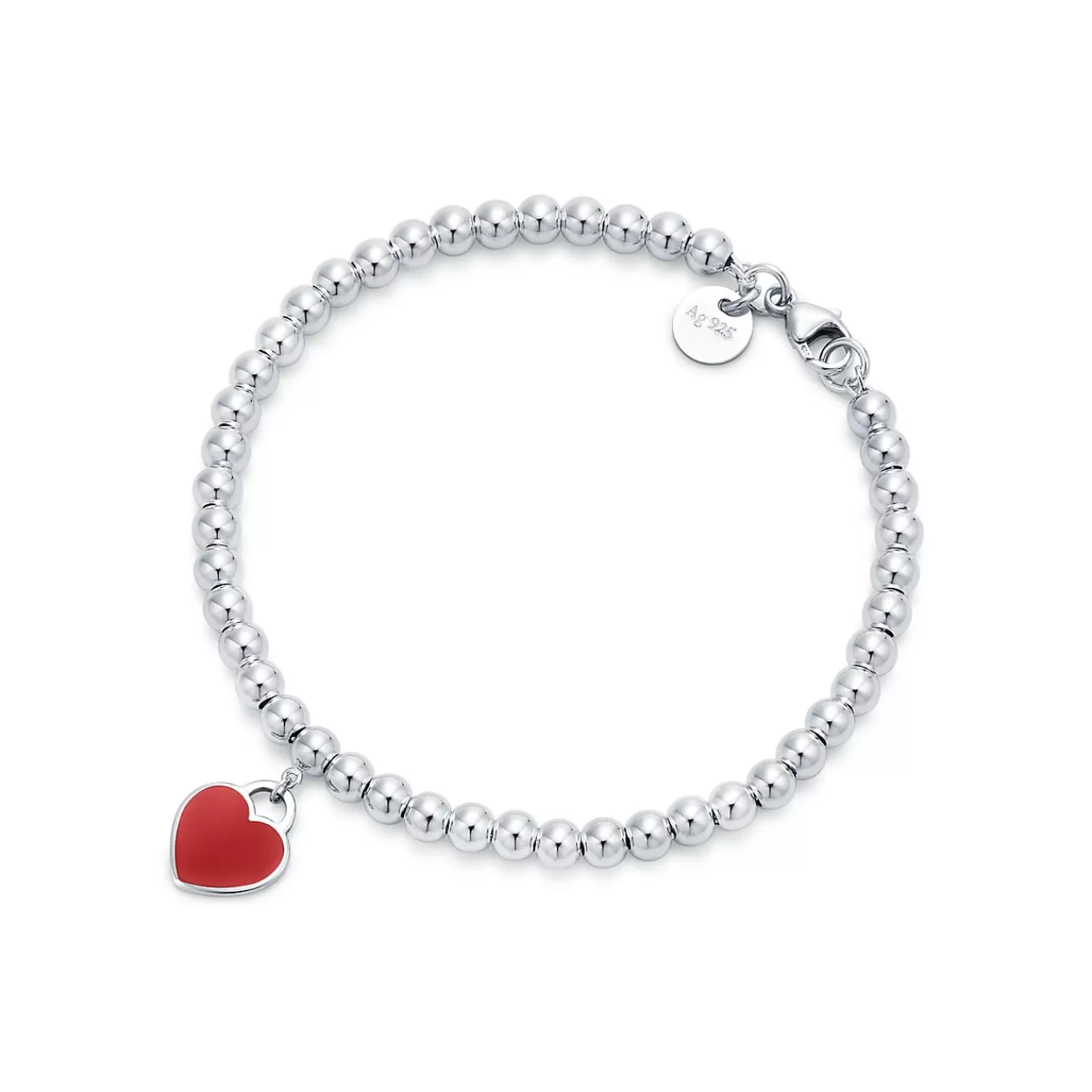 Tiffany & Co. Return to Tiffany® Red Heart Tag Bead Bracelet in Silver | ^ Bracelets | Gifts for Her