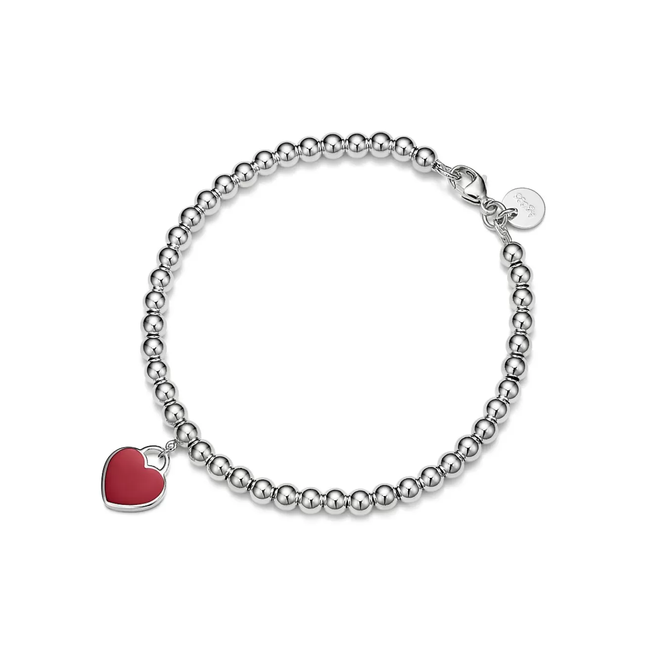 Tiffany & Co. Return to Tiffany® Red Mini Heart Bead Bracelet in Silver with a Diamond, 4 mm | ^ Bracelets | Gifts for Her