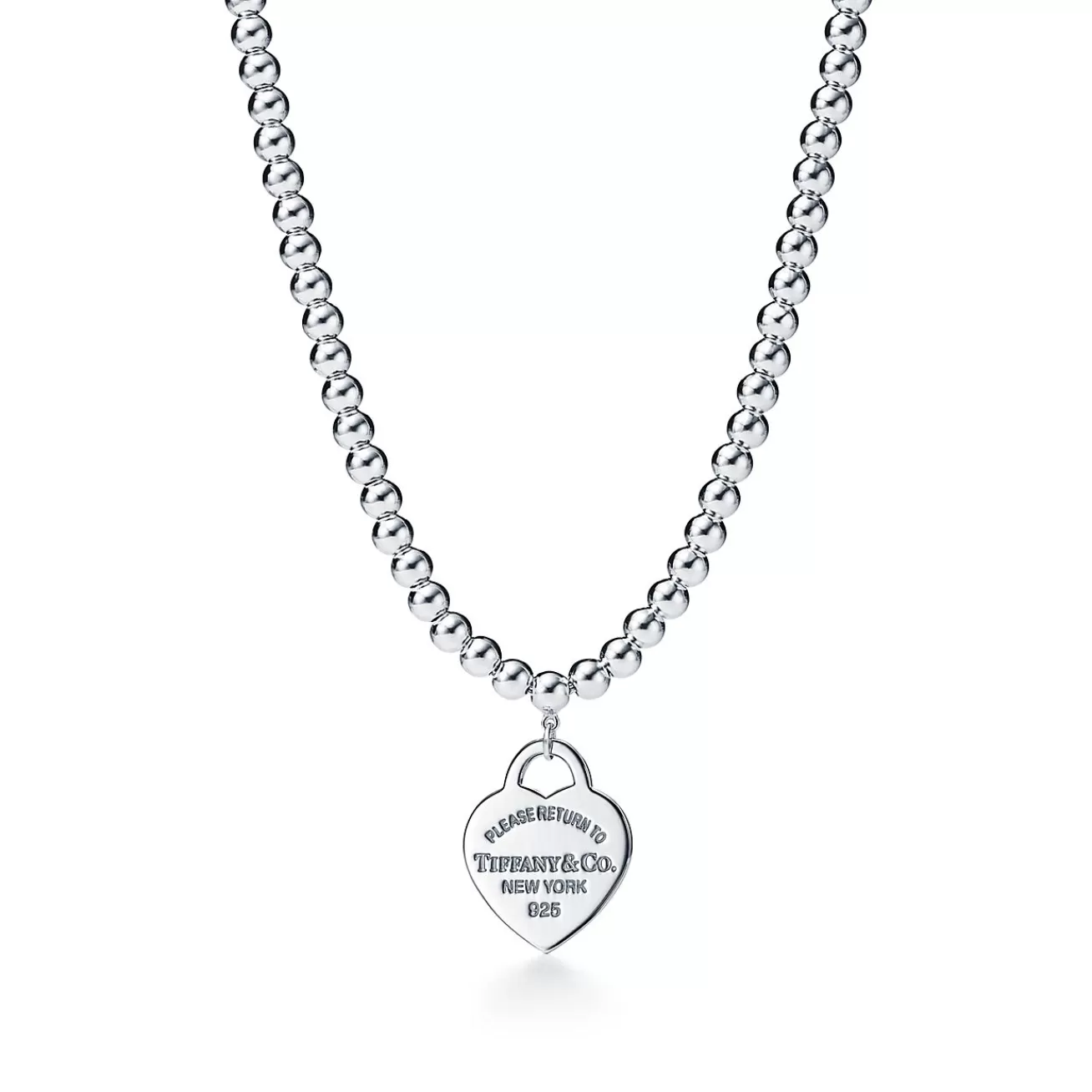 Tiffany & Co. Return to Tiffany® small heart tag in sterling silver on a bead necklace. | ^ Necklaces & Pendants | Gifts for Her